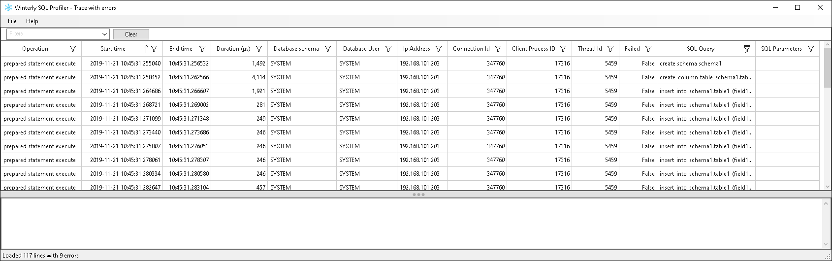 Show the parsing status at the bottom left of the software